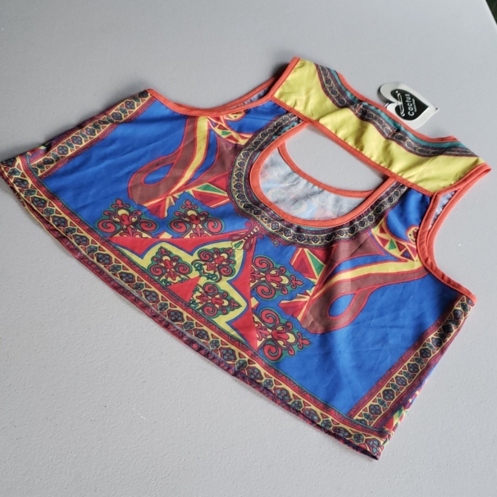 CACTUS ☆ Sleeveless Colorful Top, Small Open Back - Picture 4 of 7